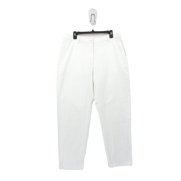 Eileen Fisher Women 14 Cotton Hemp Tapered Pants White High Waist Relax FLAW - Picture 2 of 9